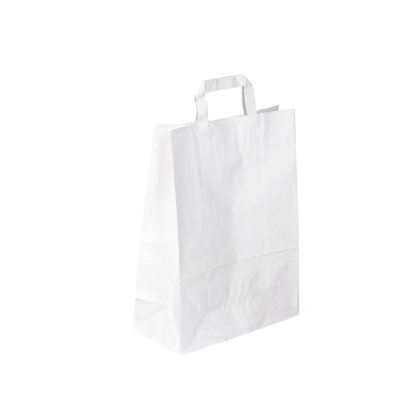 Bolsas de Papel Kraft Blancas con Asa Plana - Bolsas de Papel